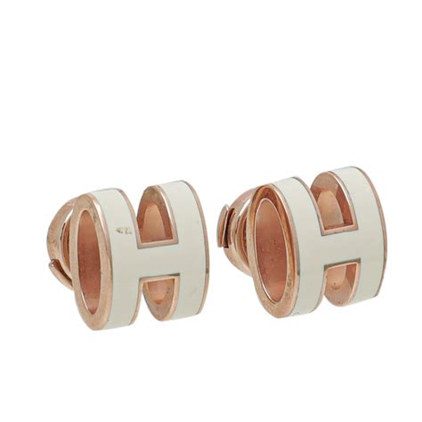 hermes pop h earrings white